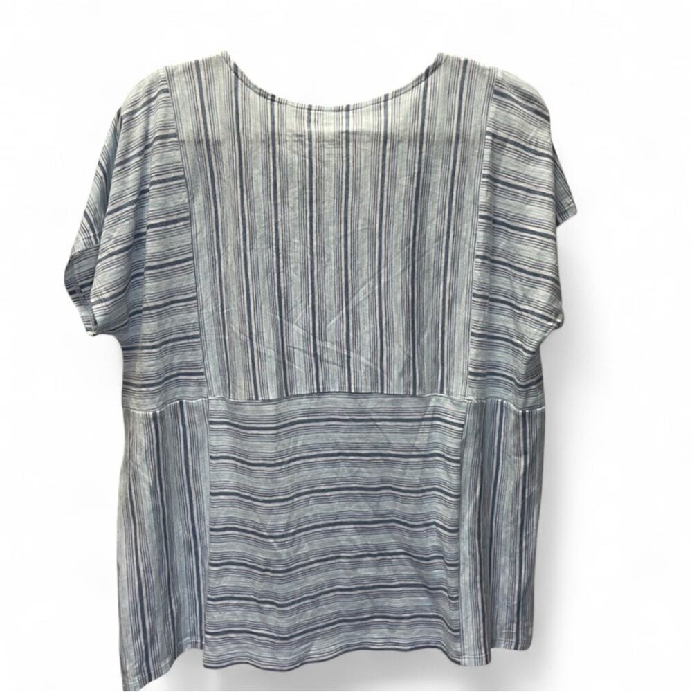 J.Jill PureJill Variegated Stripe Tee White Blue L Coastal Boho Relaxed NWT - Picture 6 of 9